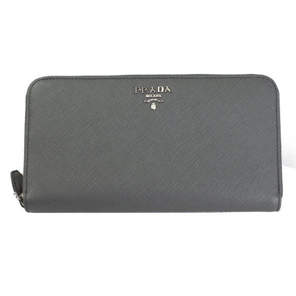 Prada Wallet Gray Leather MARMO Long Zip - Picture 1 of 4